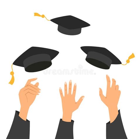 Concept Of Education Hands Of Graduates Throwing Graduation Hats In