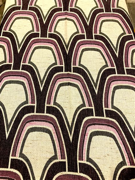 Vintage 70s Op Art Barkcloth Fabric With A Panton Esque Vibe And An