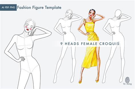 Female Fashion Croquis Template Runway Pose Design Cuts Vlrengbr