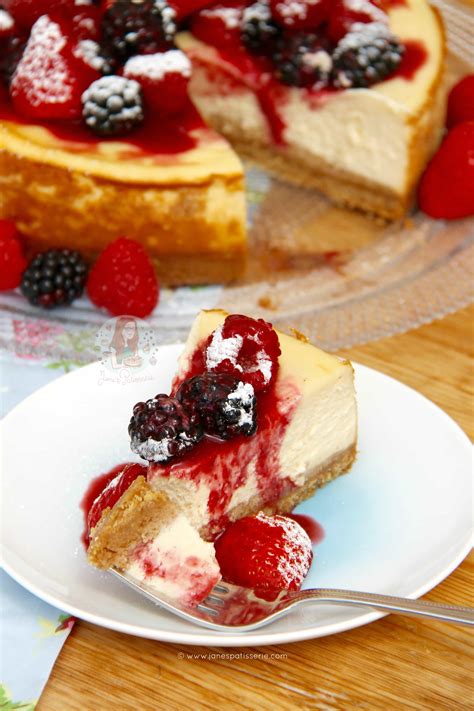 Most cheesecakes — like my bourbon pumpkin, cappuccino fudge, key lime and a brownie mosaic riff. New York Cheesecake! - Jane's Patisserie