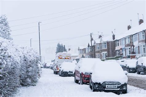 Coventry United Kingdom 10 12 2017 Heavy Snowfall Cars Covered By