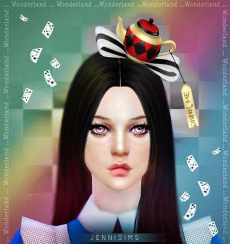 Jenni Sims Hat Tea Bow Drink Me Alicia Wonderland • Sims 4 Downloads