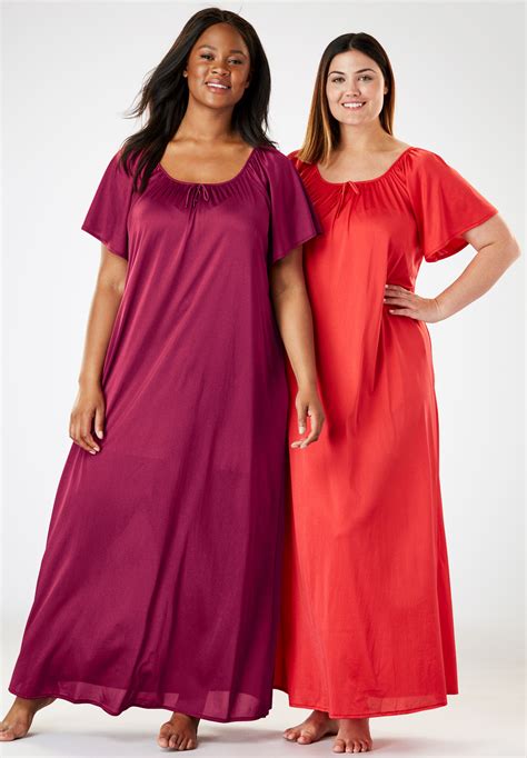 2 Pack Long Nightgown Set By Only Necessities® Plus Size Sleepwear