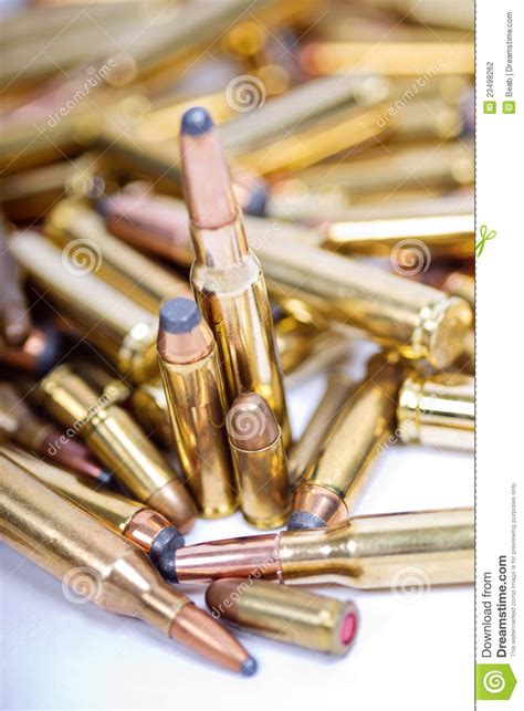 Closeup Of Pictures Piles Of Rifle Bullets Stock Photo Image Of