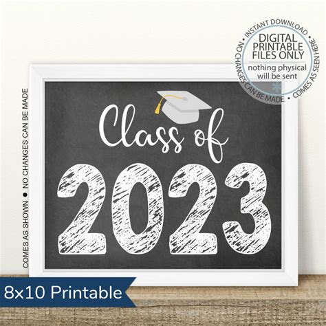 Printable Class Of 2023 Graduation Sign Chalkboard Style 2
