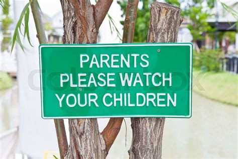 Parents Please Watch Your Children Sign Board Stock Image Colourbox