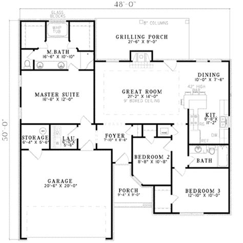 Colonial Style House Plan 3 Beds 2 Baths 1407 Sqft Plan 17 2126