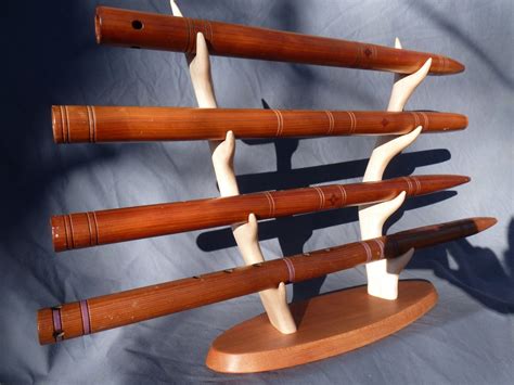 Solid Cherry And Maple Antler Flute Stand Holds 4 Native American Flutes Transverse In 2020