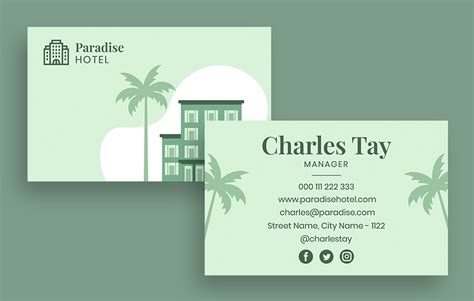 Free Elegant Gradient Resort Hotel Business Card Templates To Design