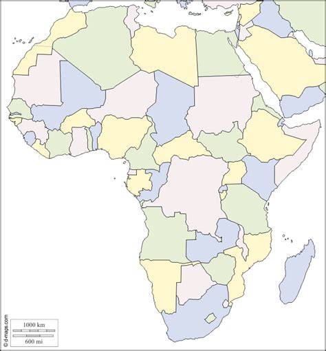 Unlabeled africa control map for use with the puzzle map of africa. Color Blank Map Africa Political