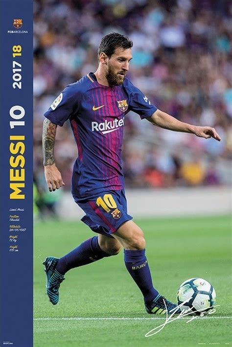Barcelona Lionel Messi 2017 18 Action Poster Sports Home And Kitchen