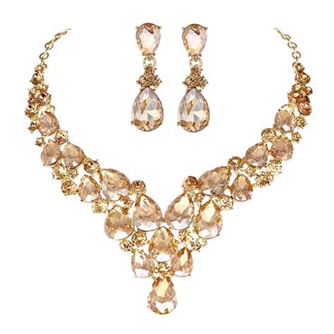 Aliexpress Com Buy New Jewelry Sets Champagne Crystal Necklaces Set