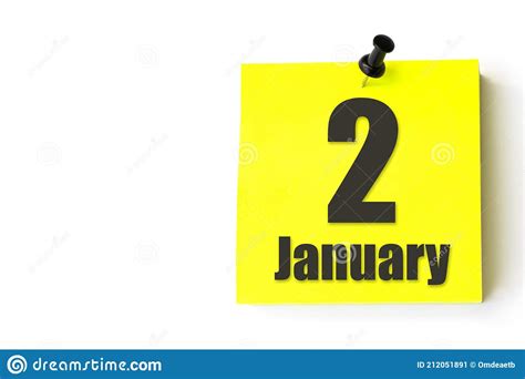 January 2nd Day 2 Of Month Calendar Date Yellow Sheet Of The