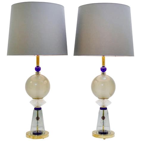 Pair Of Italian Table Lamps In Murano Glass For Sale At 1stdibs