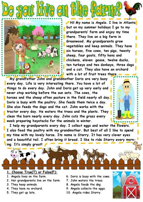do you live on the farm english esl worksheets pdf and doc