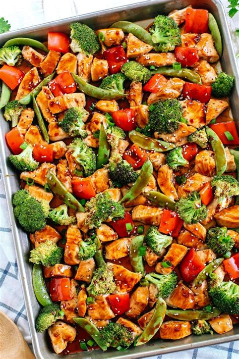 Everything from avocado enchiladas to hearty pasta, tacos, casseroles, cauliflower wings and more! Sheet Pan Sesame Chicken and Veggies - Eat Yourself Skinny