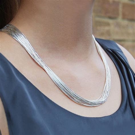 Sterling Silver Layered Necklace Silver Necklace Multistrand Etsy Sterling Silver Layered