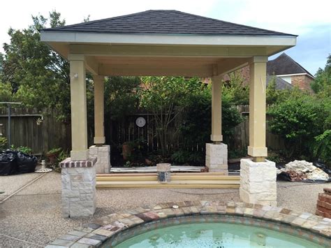 The roof is usually kept to a low angle. Fireplace Patio Covered Detached Covers Beautiful Backyard ...