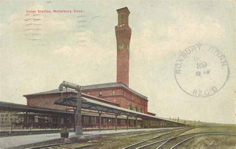 Postcard Union Station Waterbury Connecticut Railroad History