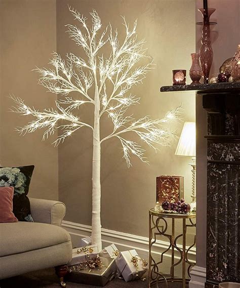 Christmas Deadwood White Twig Tree Pre Lit 120 Led With Warm White