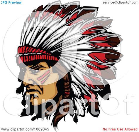 Clipart Native American Chief And Feathered Headdress Royalty Free