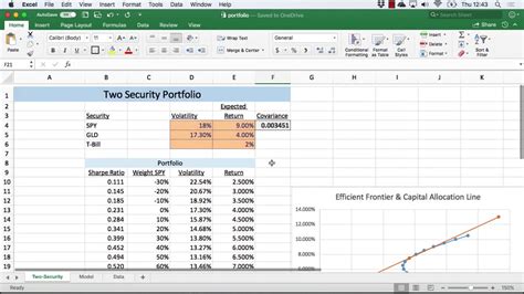 Portfolio Optimization Seven Security Example With Excel Solver Youtube