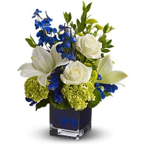 Royal Blue Cube Arrangement Mebane Nc Florist Gallery Florist And