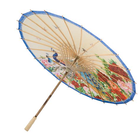 Rainproof Handmade Chinese Oiled Paper Umbrella Parasol 33 Peacock Peony