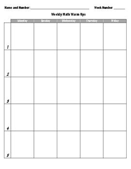 Daily Warm Up Sheets Teaching Resources TPT