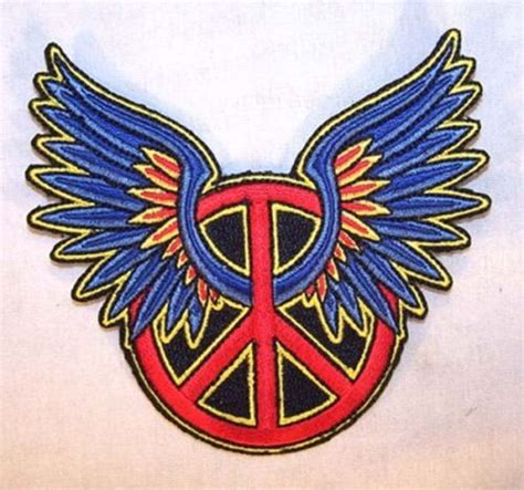 Peace Sign Biker Wing Embrodiered Patch P601 New Jacket Bikers Novelty