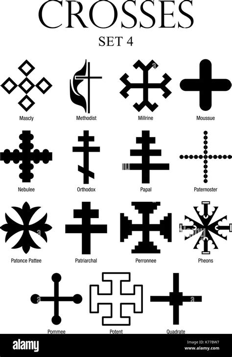 Set Of Crosses With Names On White Background Size A4 Vector Image