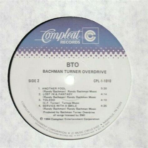 Bachman Turner Overdrive Bto 1984 Vinyl Compleat Cpl 1 1010 Nm