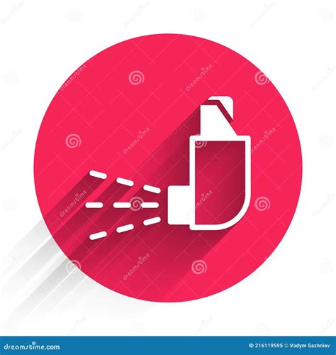 White Inhaler Icon Isolated With Long Shadow Breather For Cough Relief Inhalation Allergic