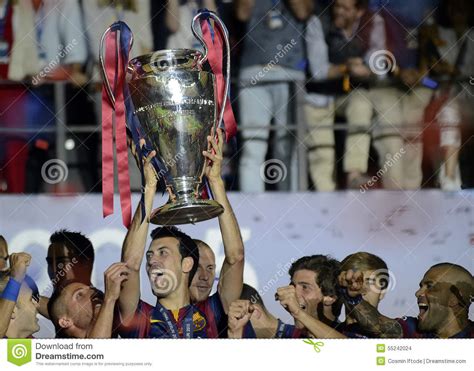 Sergio Busquets Lifts The Uefa Champions League Trophy Editorial Image