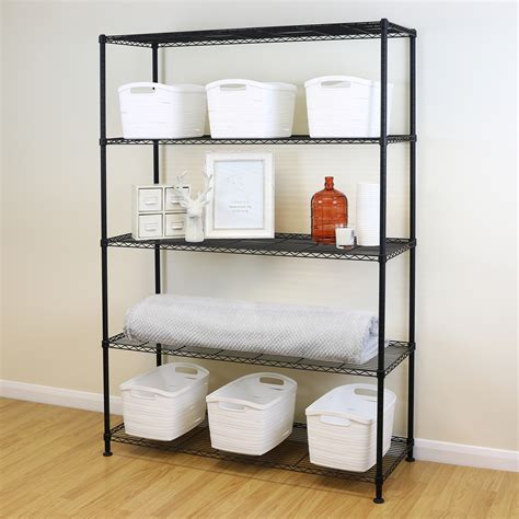 In the garage and organization section, you'll find sturdy options, like stainless steel shelves, durable and freestanding plastic units, plastic storage drawers and more. 5 Tier Black Metal Storage Rack/Shelving Wire Shelf ...