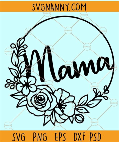 Mama floral circle SVG, Mama svg, mama floral svg, Mama square svg