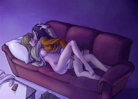 Rule 34 2girls Blonde Hair Bottomless Closed Eyes Clothing Couch