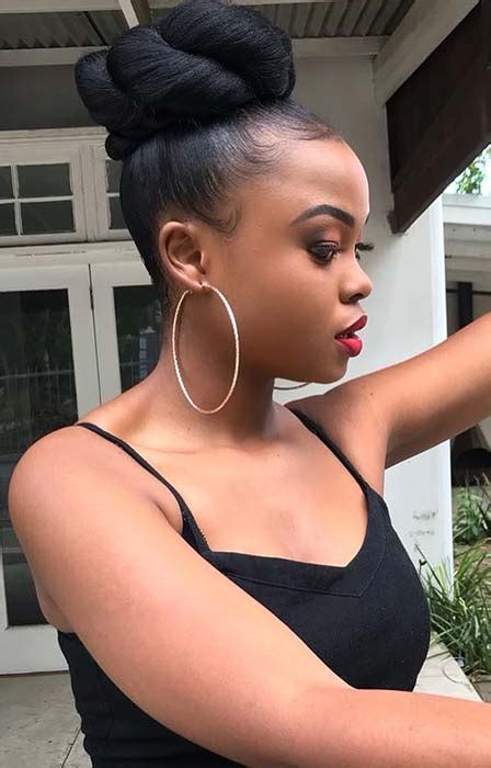The leather band holds your bun without pulling or damaging the hair and simply adds definition and highlight to your everyday. 23 Beautiful Braided Updos for Black Hair - crazyforus
