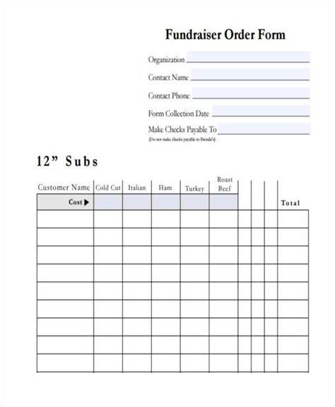 Printable Blank Fundraiser Order Form Template Printable Templates Free