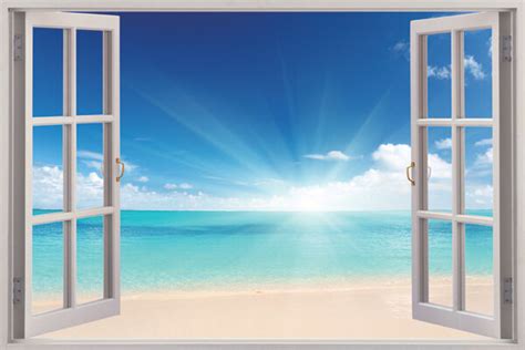 Frosted film and we want you to love your art work. Sunshine Beach 3D Window View Removable Wall Art Sticker ...