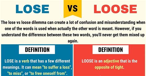 Lose Vs Loose How To Use Loose Vs Lose In English Efortless English
