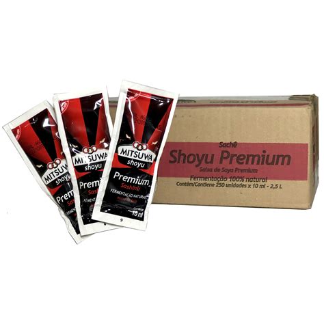 Molho Shoyu Premium Mitsuwa Sache Caixa Com 250 SachÊs X 10 Ml
