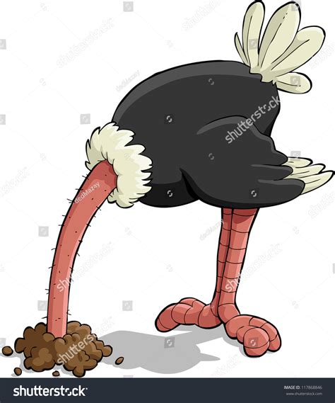Ostrich Hiding Head Sand Raster Version Stock Illustration 117868846