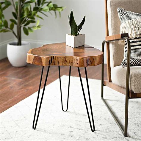 Natural Acacia Wood Side Table In Side Table Decor Table Wood