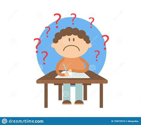 The Student Sits At The Table And Solves A Difficult Problem Cartoon