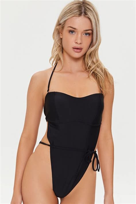 Forever 21 One Piece Monokini Swimsuit Black Forever21usa