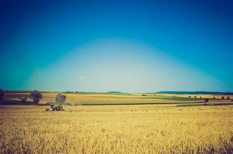 Free Images Landscape Nature Horizon Sky Hay Tractor Field