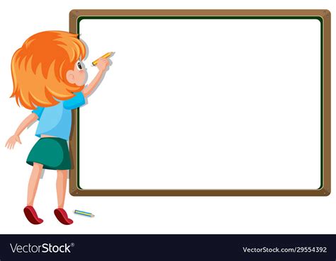 Banner Template With Girl Writing On Board Vector Image
