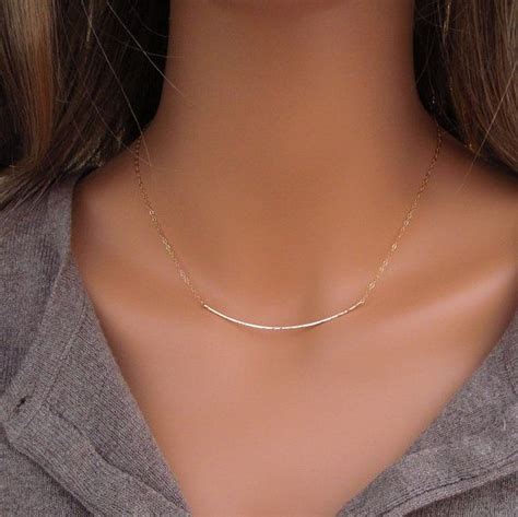 Curved Bar Necklace Gold Fill Curved Bar Necklace Gold Curved