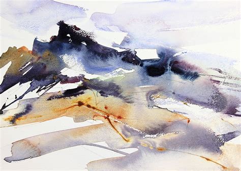 Rocks And Sea Expressive Semi Abstract Watercolour Seascape By Adrian